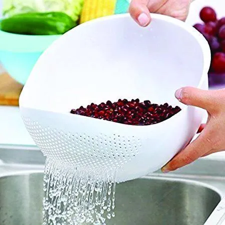 108 Kitchen Plastic big Rice Bowl Strainer Perfect Size for Storing and Straining