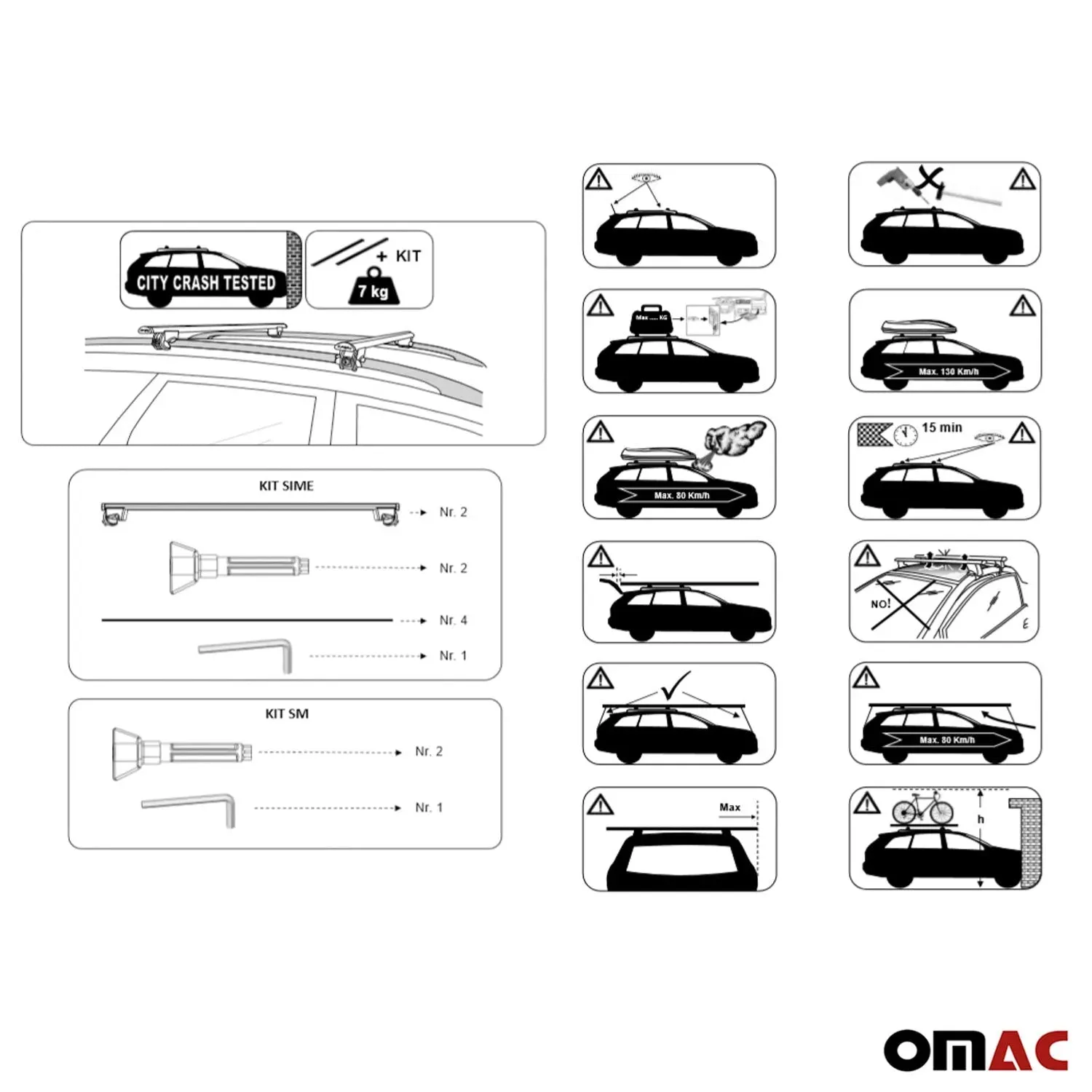 2000-2008 Opel Agila Roof Rack Cross Bars Silver