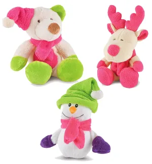 3-Pack Plush Bright Winter Dog Toys