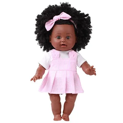 African Girl Handmade Adorable Lifelike Baby Doll 35CM