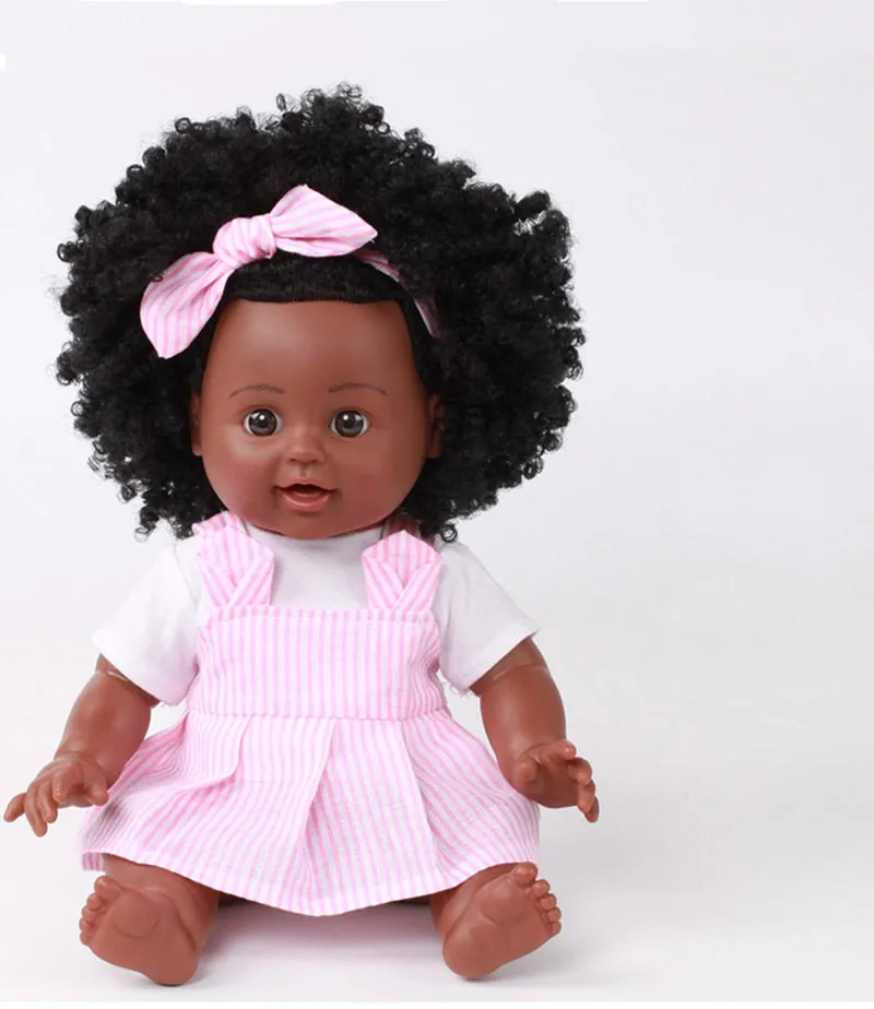 African Girl Handmade Adorable Lifelike Baby Doll 35CM