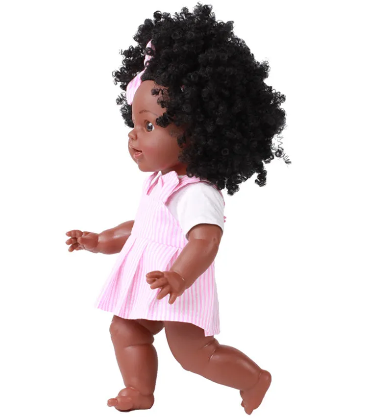 African Girl Handmade Adorable Lifelike Baby Doll 35CM