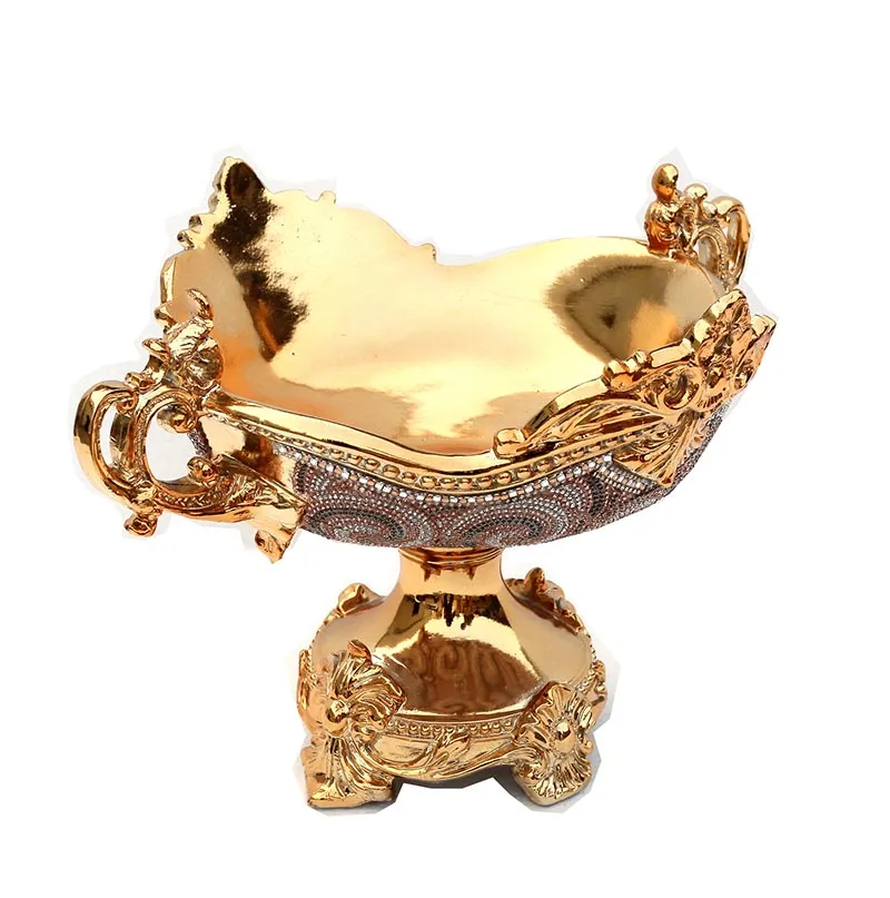 Ambrose Gold Plated Crystal Embellished Ceramic Fruit Platter (14 In. x 11.5 In. x 9.5 In.)