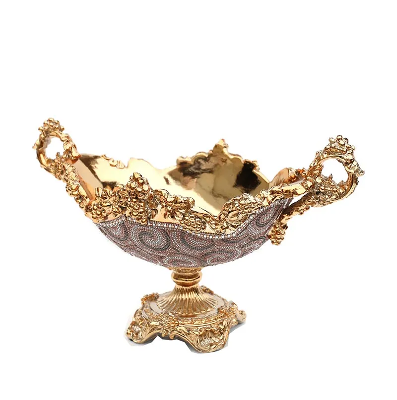 Ambrose Gold Plated Crystal Embellished Ceramic Fruit Platter (14 In. x 11.5 In. x 9.5 In.)