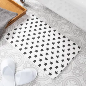 Artsy Mats Black Stars White Stone Non Slip Bath Mat - Touch Dry