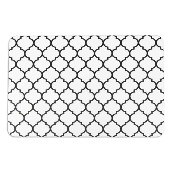 Artsy Mats Black Trellis White Stone Non Slip Bath Mat - Touch Dry