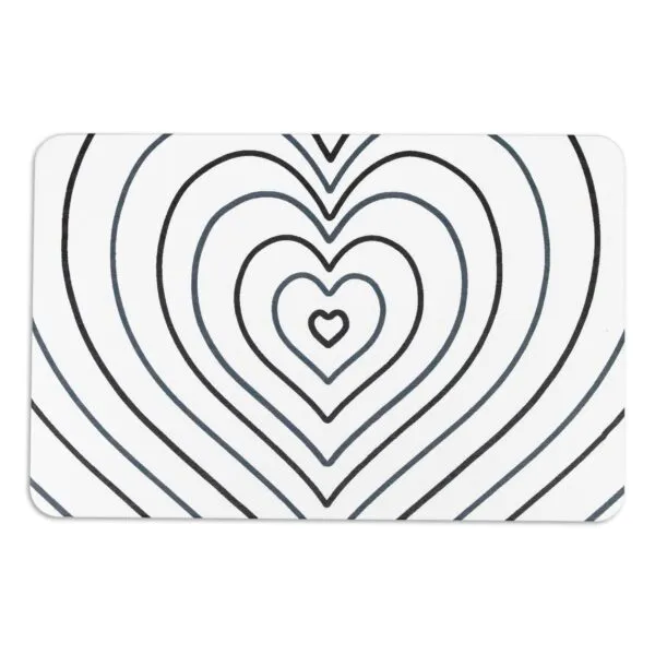 Artsy Mats Blue Heart White Stone Non Slip Bath Mat - Touch Dry