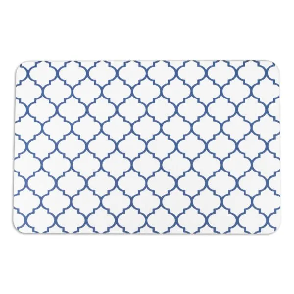 Artsy Mats Blue Trellis White Stone Non Slip Bath Mat - Touch Dry