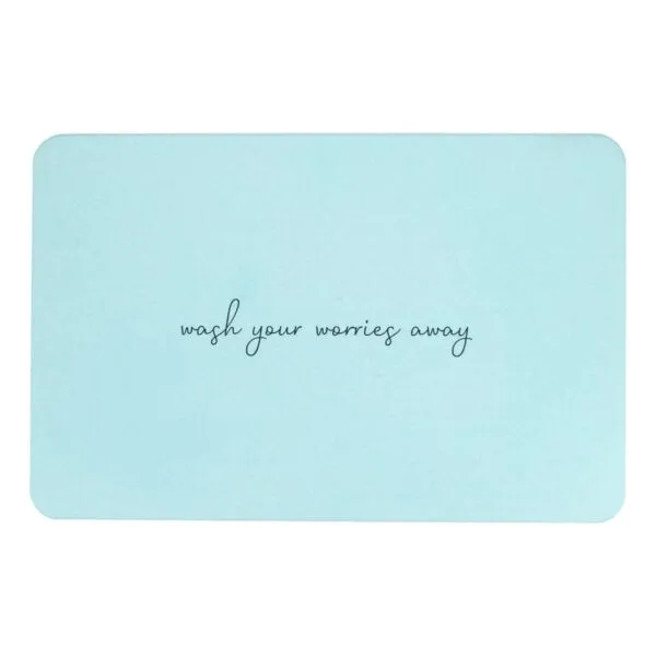 Artsy Mats Wash Your Worries Away Aqua Blue Stone Non Slip Bath Mat - Touch Dry