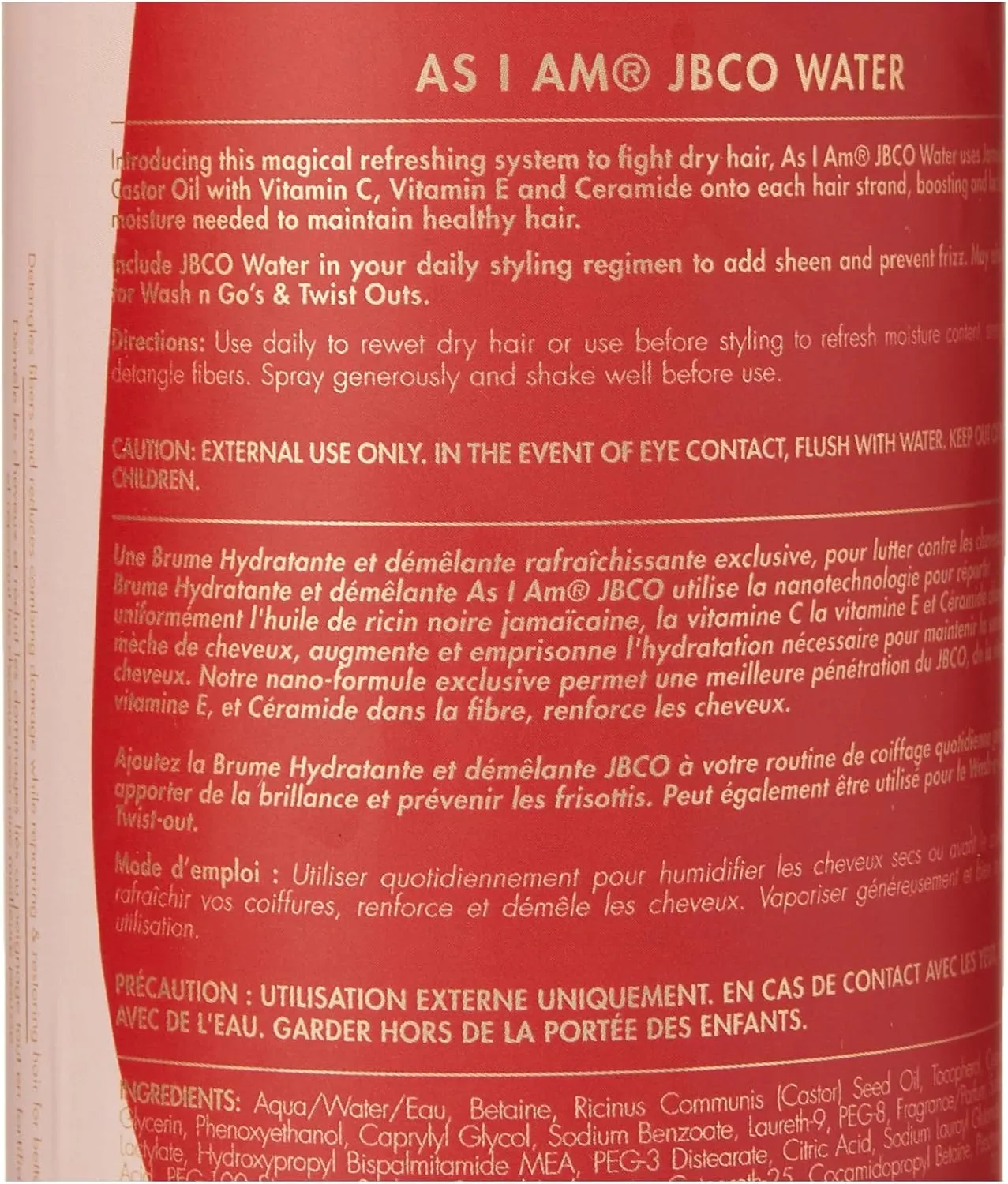 As I Am Restore And Repair Jamaican Black Castor Oil Water 473ml