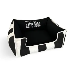 Black Stripe Minky Drifter Dog Bed