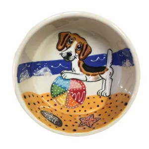 Handmade Beagle Beach Ballin Ceramic Dog Bowl