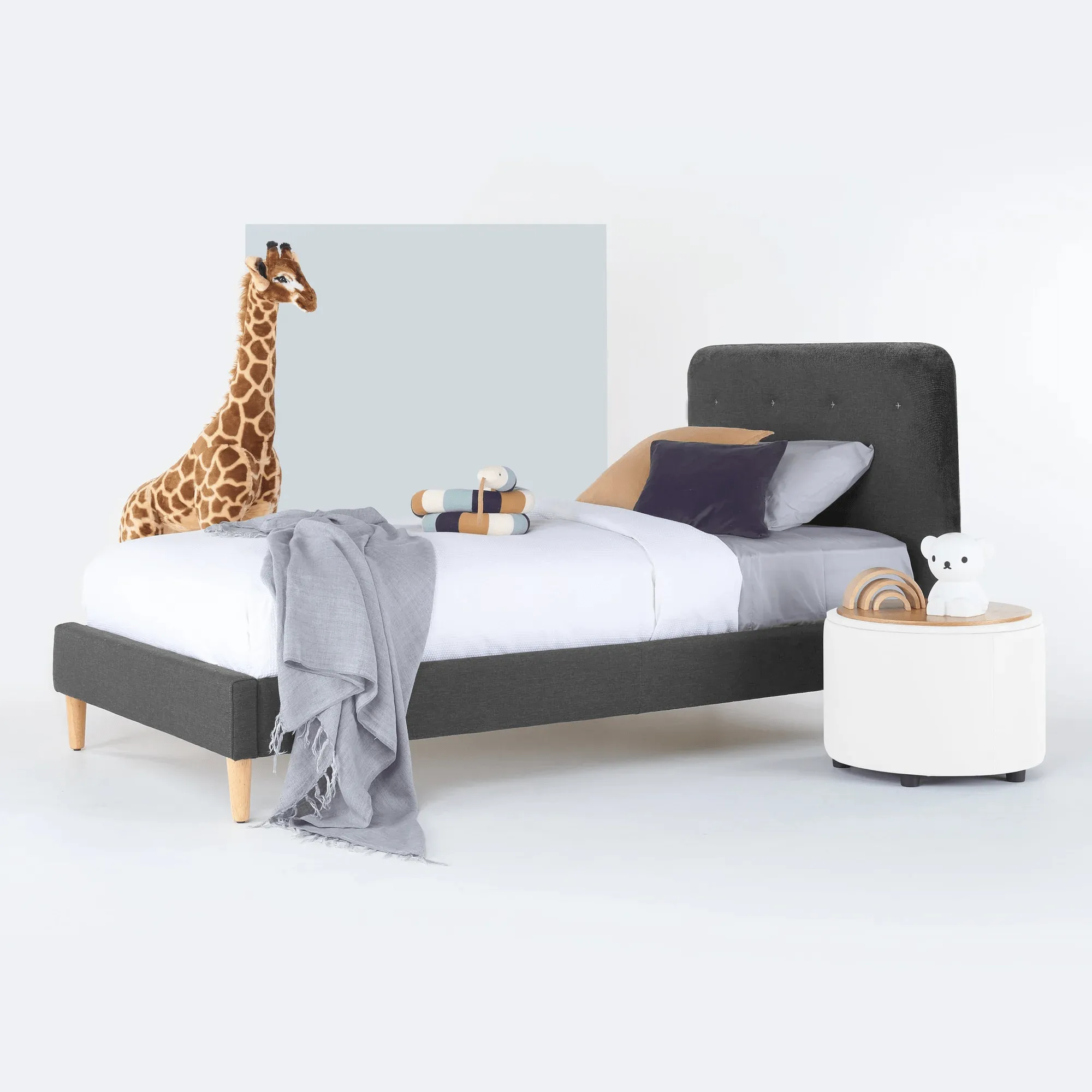 HARLOW Upholstered Bed - Ash Grey