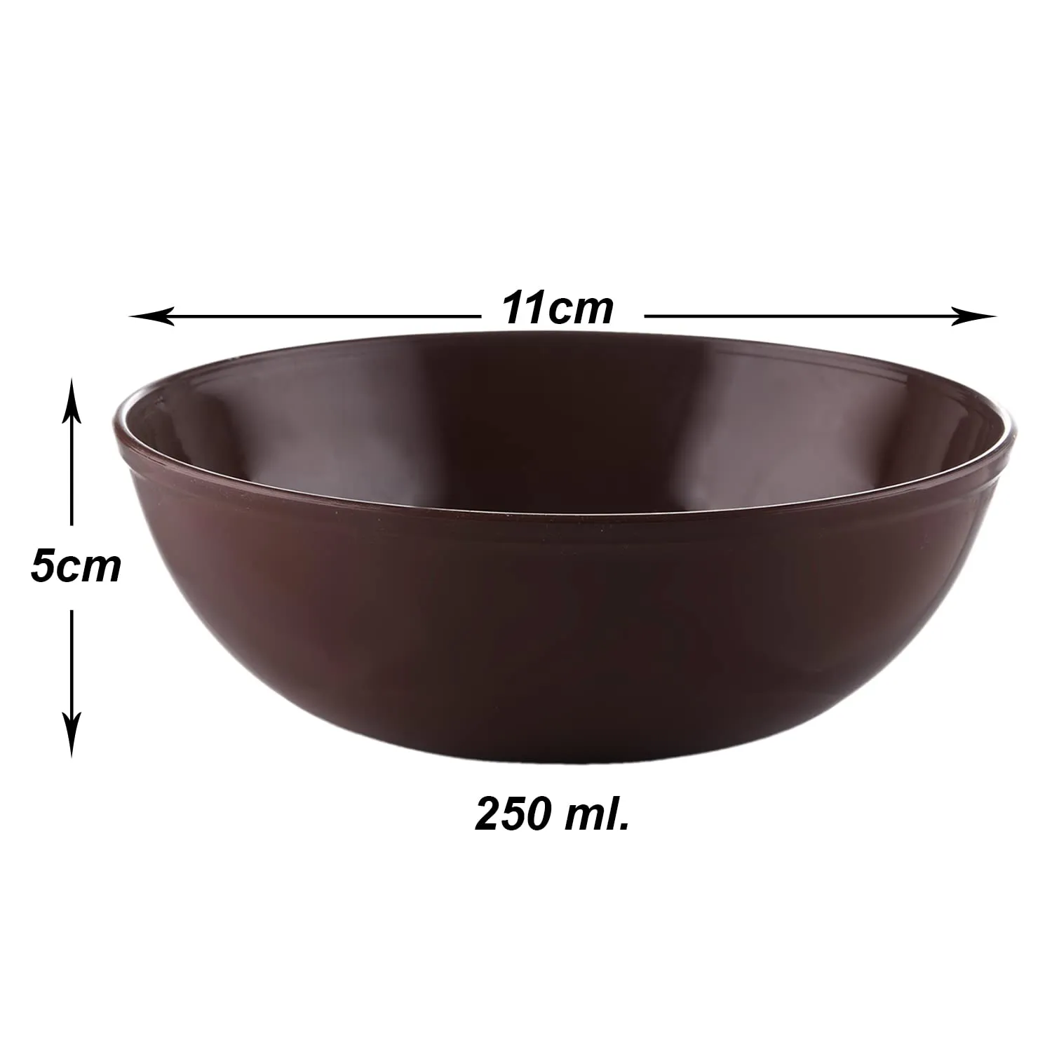 Heart Home Bowls|Plastic Serving Round Bowls|Katori for Kitchen|Microwave Safe Bowls for Rice|Soup|Pasta|250 ML|Pack of 12 (Brown)