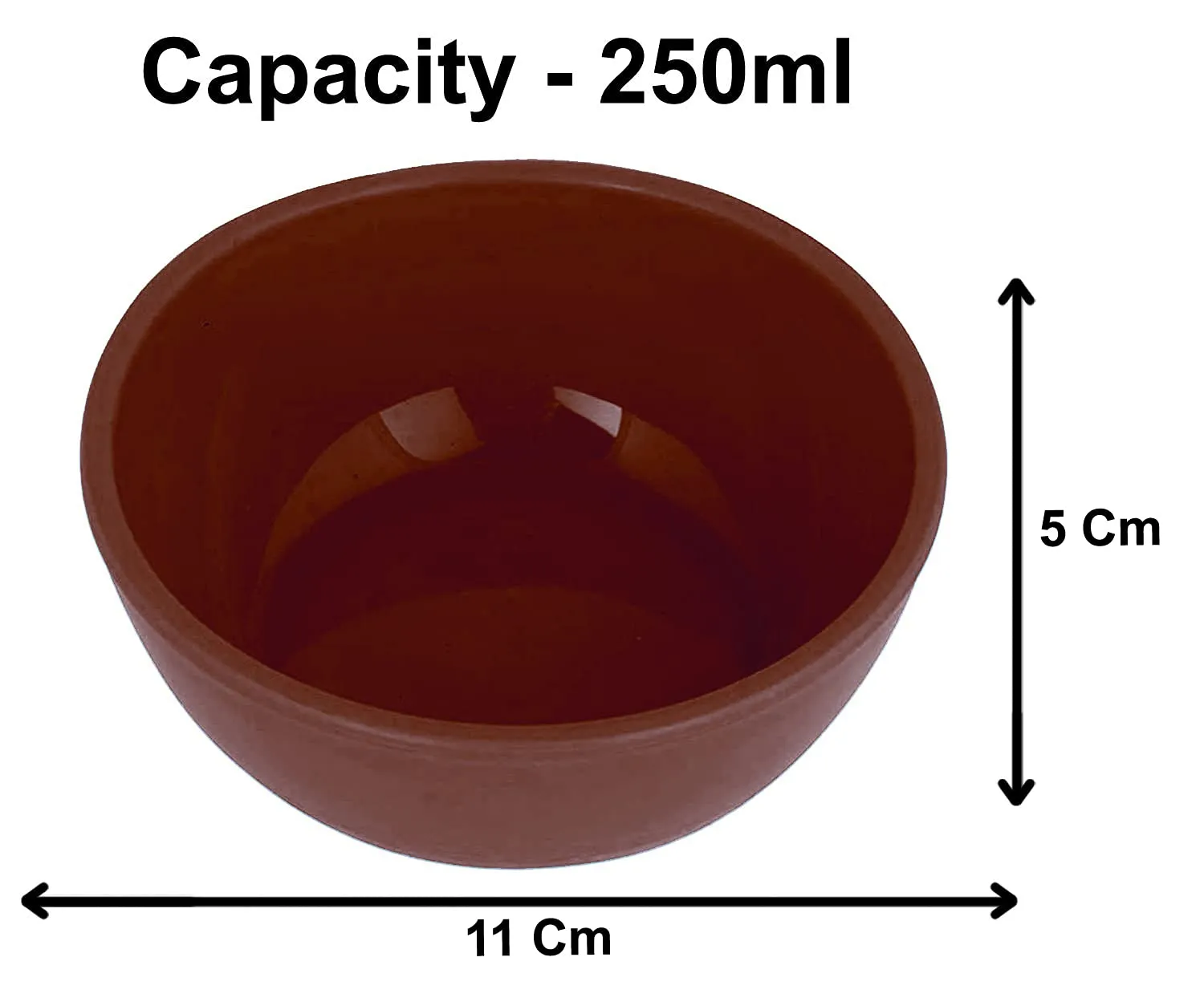 Heart Home Round Microwave Safe Unbreakable Plastic Square Katori/Bowl Set for,Rice,Soup,Pasta,Salad Bowls, 250 Ml (Set of 6) Brown-HEARTH15281