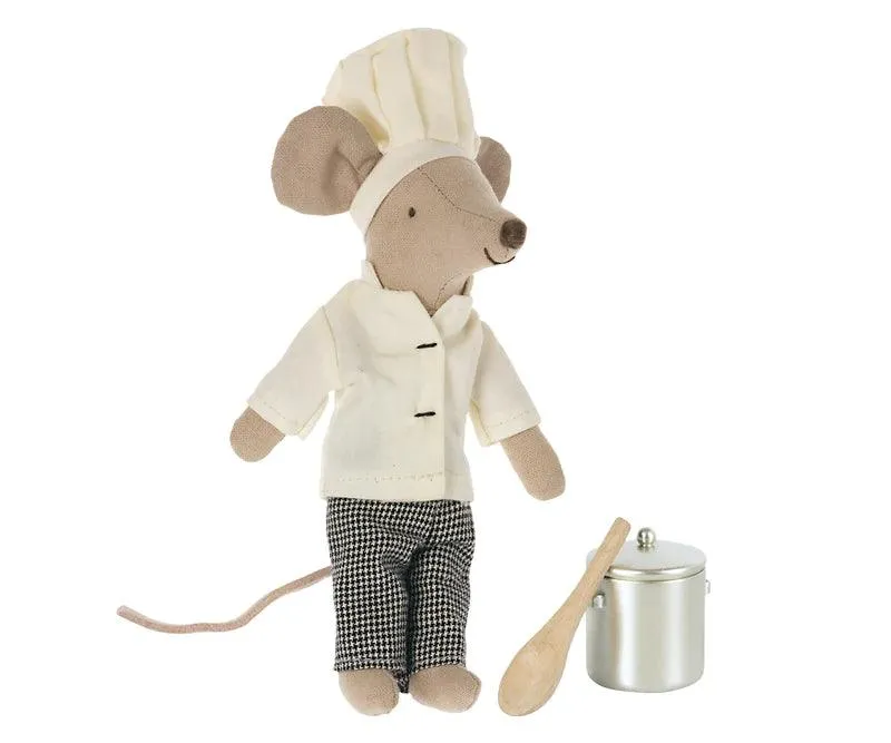 Heirloom Quality Toys | Chef Mouse with Soup pot and Spoon | Maileg