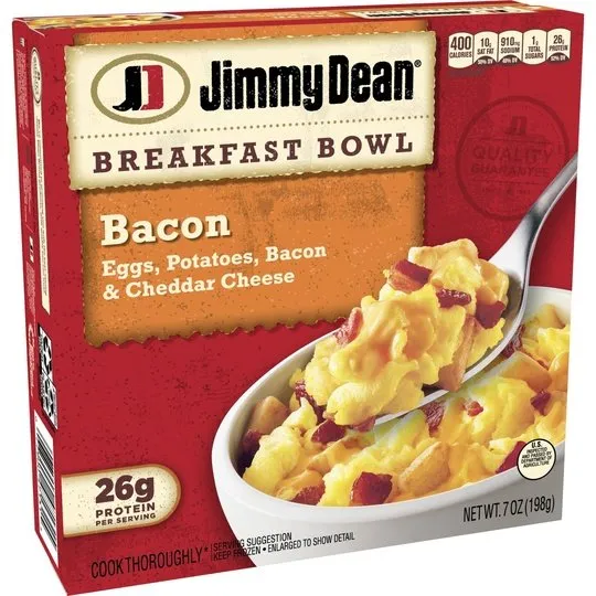 Jimmy Dean Eggs Potatoes Bacon & Cheddar Cheese Breakfast Bowl, 7 oz (Frozen)