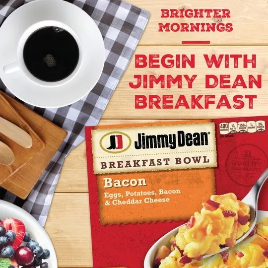 Jimmy Dean Eggs Potatoes Bacon & Cheddar Cheese Breakfast Bowl, 7 oz (Frozen)