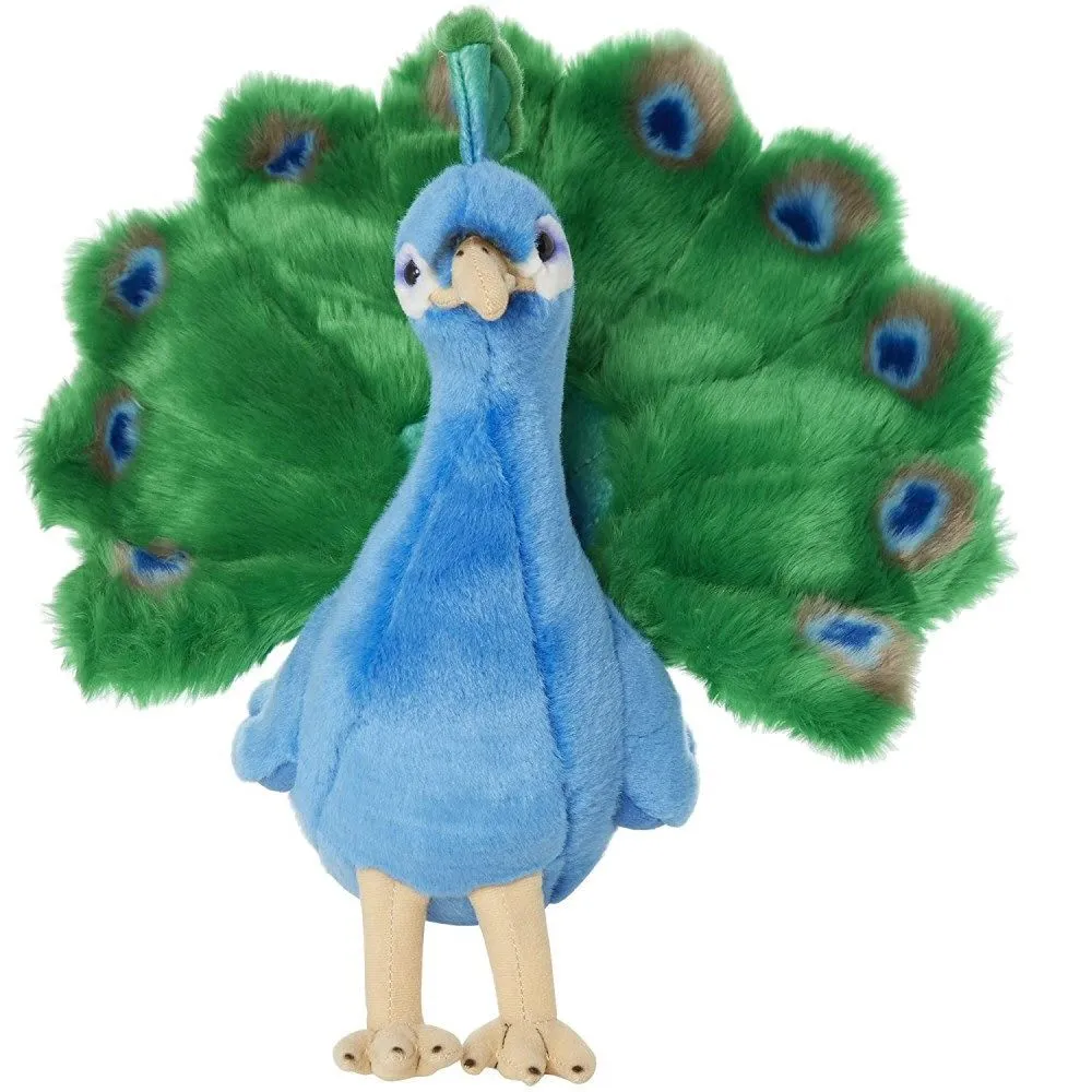 Living Nature 19.5cm Blue Peacock Soft Toy