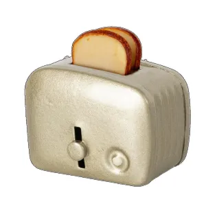 Maileg miniature toaster and bread - silver