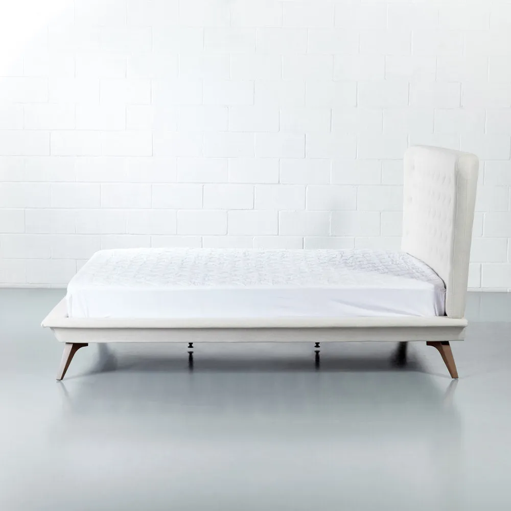 MAY - Cream Fabric King Size Bed - FINAL SALE