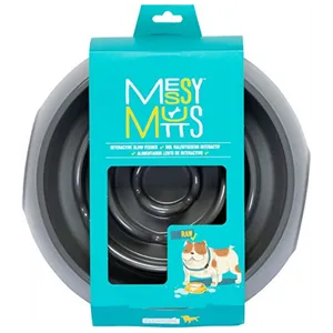 Messy Mutts Interactive Slow Feeder Dog & Cat Bowl Grey