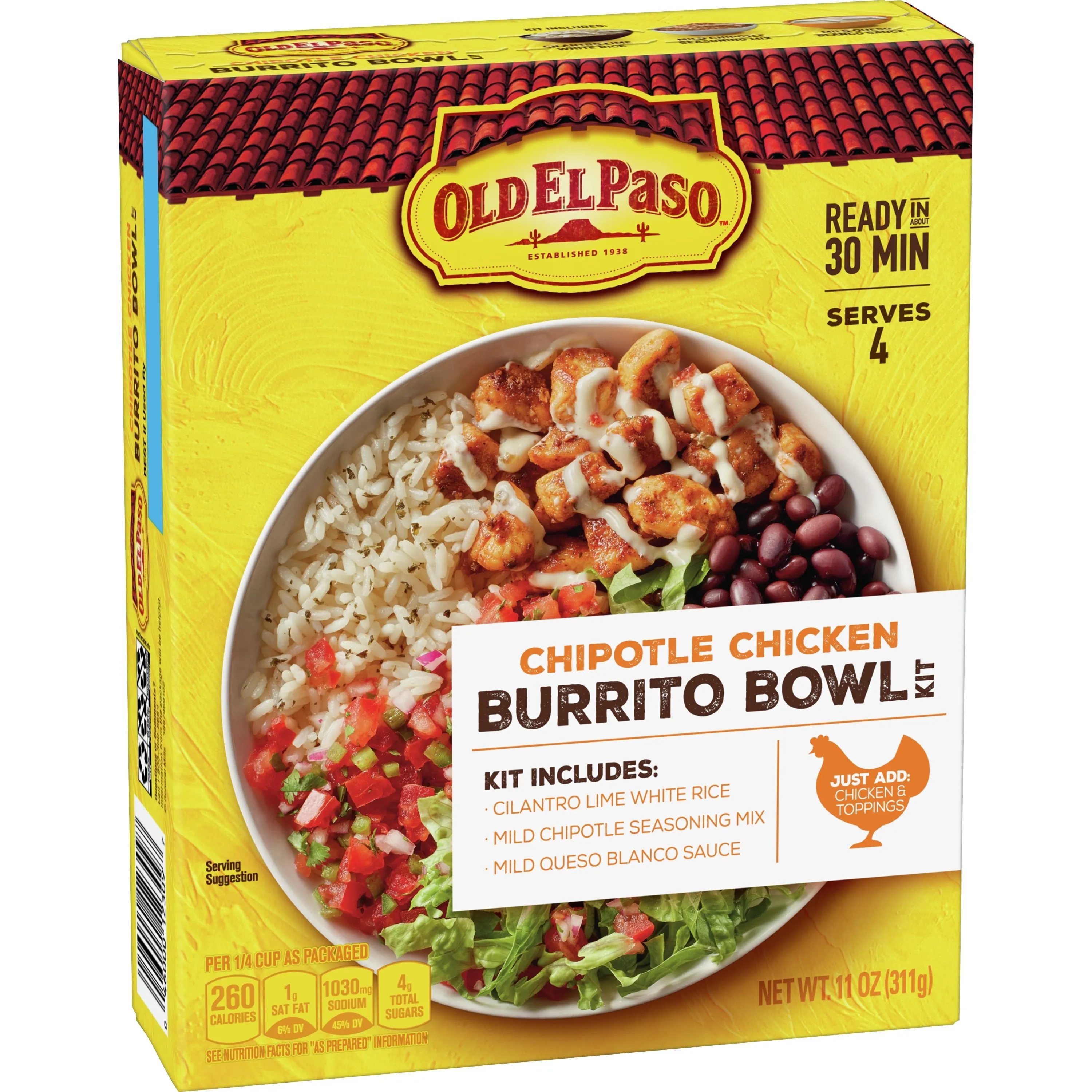 Old El Paso Burrito Bowl Kit Chipotle Chicken, 11 oz