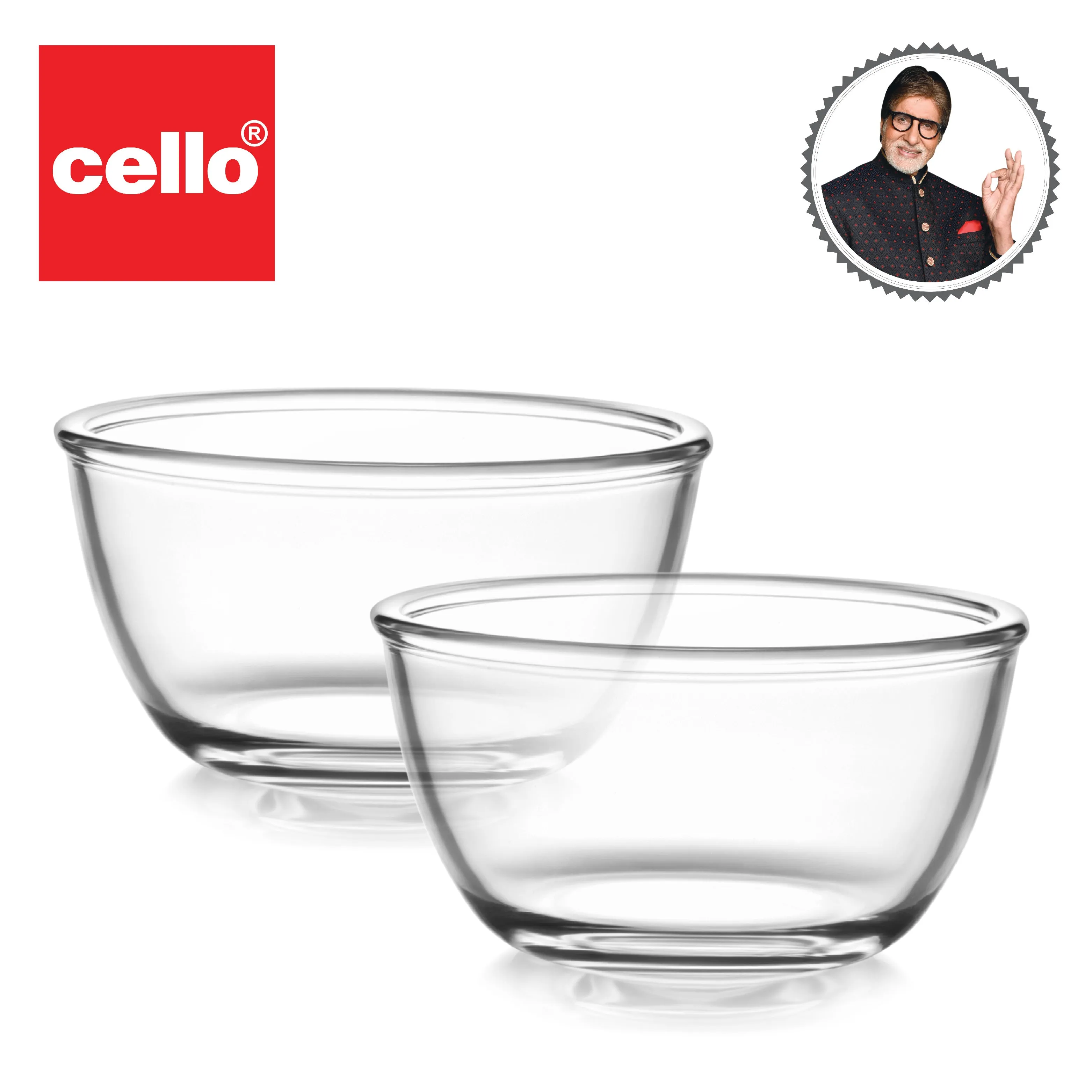 Ornella Glass Mixing Bowl Set, Set of 2