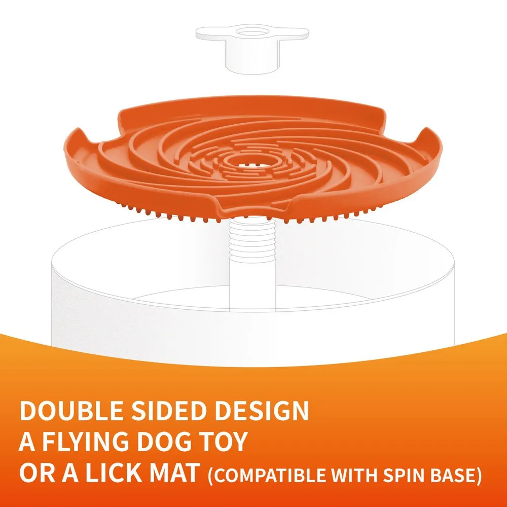 PetDreamHouse SPIN Accessories Interactive Slow Feeder Add-On For Cats & Dogs (Orange Flying Disc)