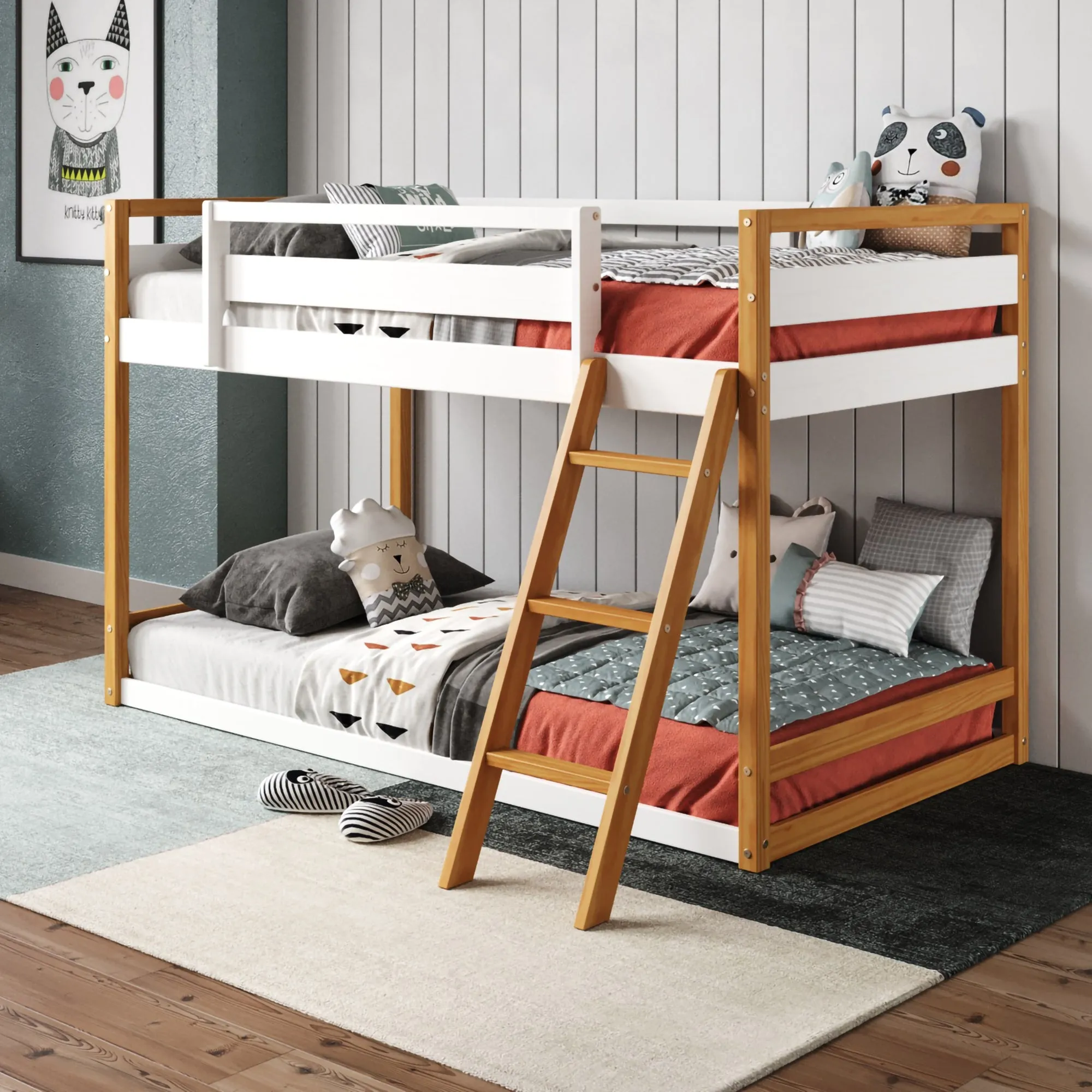 Quadra Bunk Bed - White and Natural