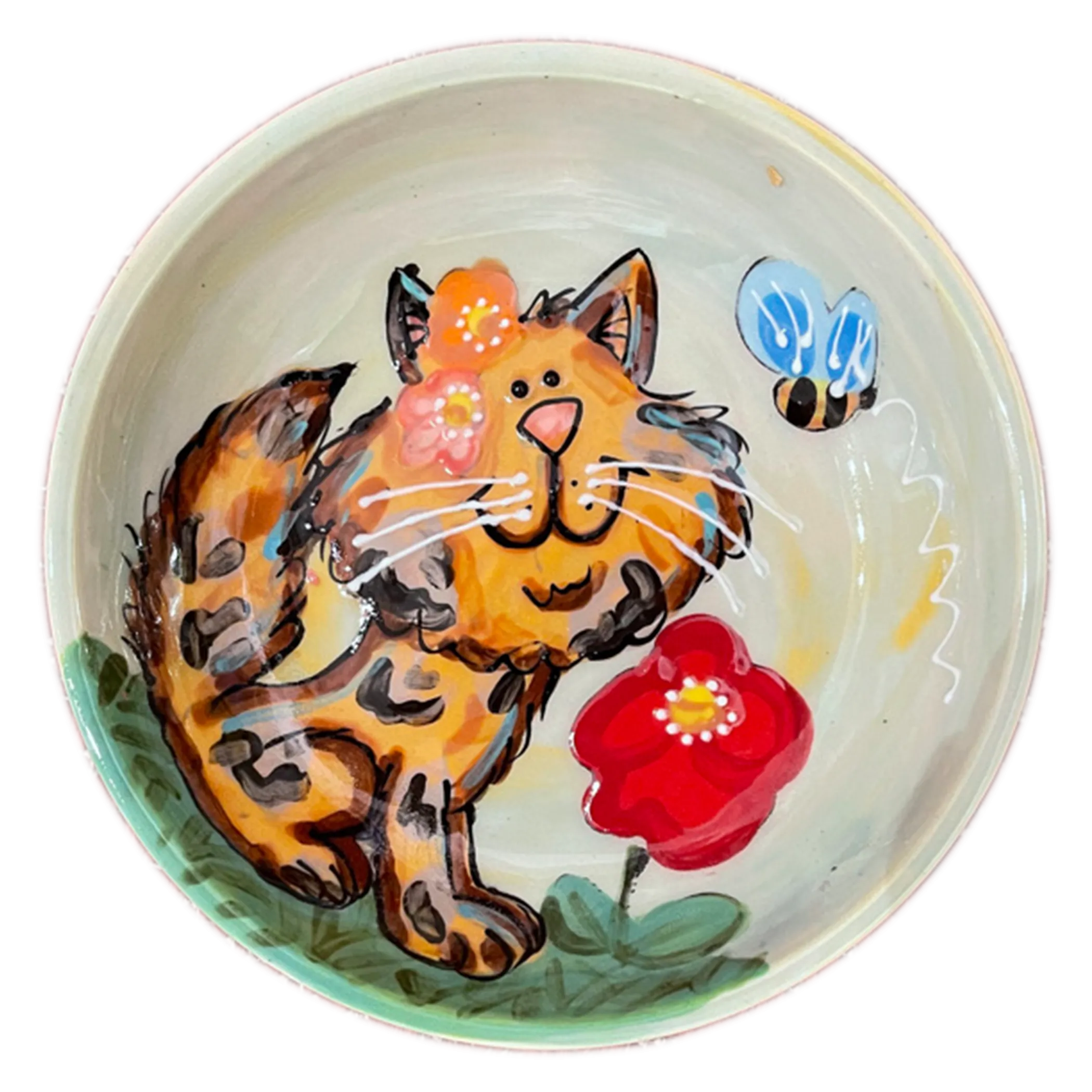 "Miss Puddin" Pottery Cat Dish by Debby Carman