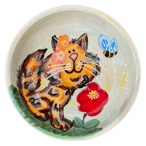 "Miss Puddin" Pottery Cat Dish by Debby Carman