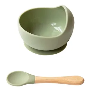 Silicone Bowl and Spoon Set (Green)