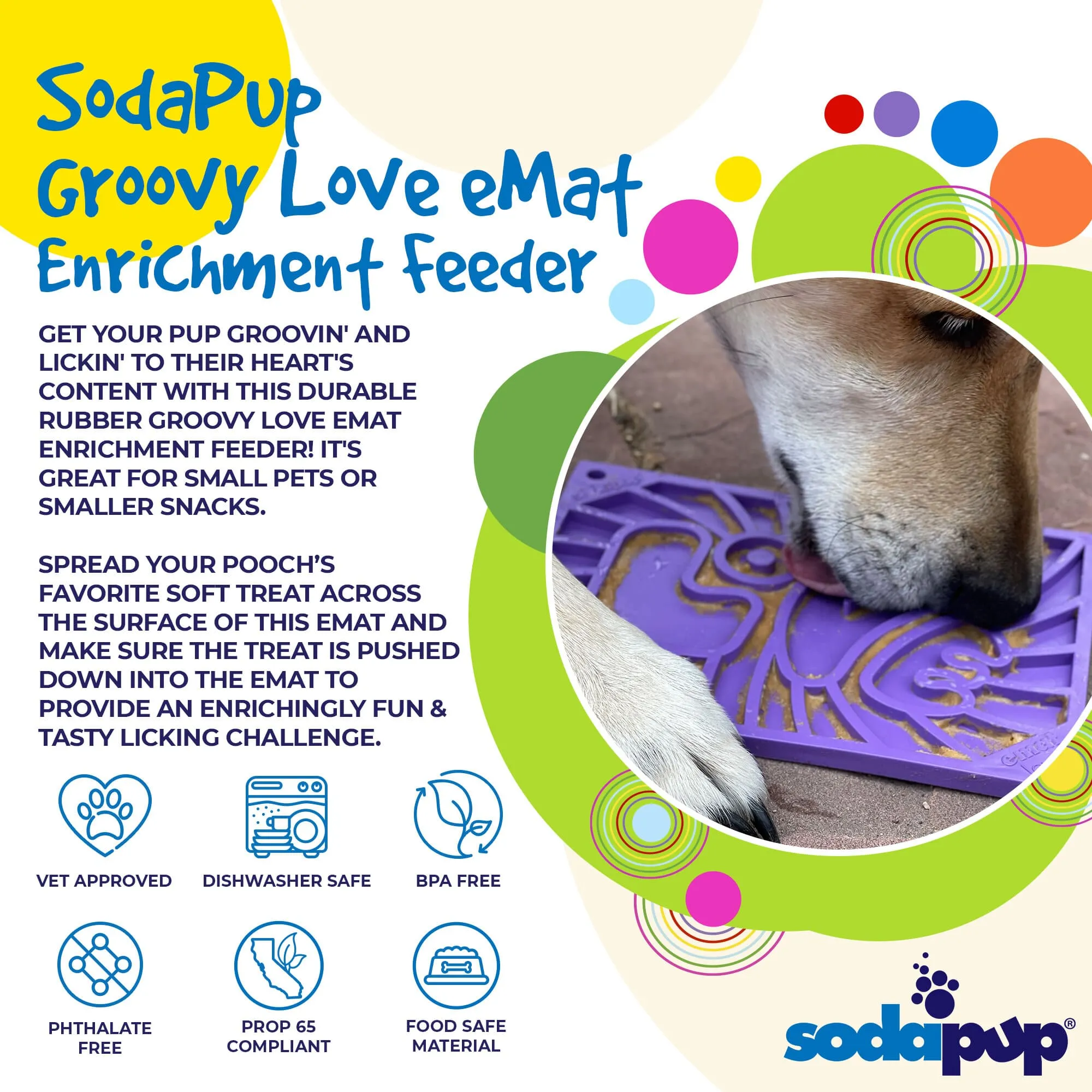 SodaPup Groovy Love Design eMat Enrichment Lick Mat