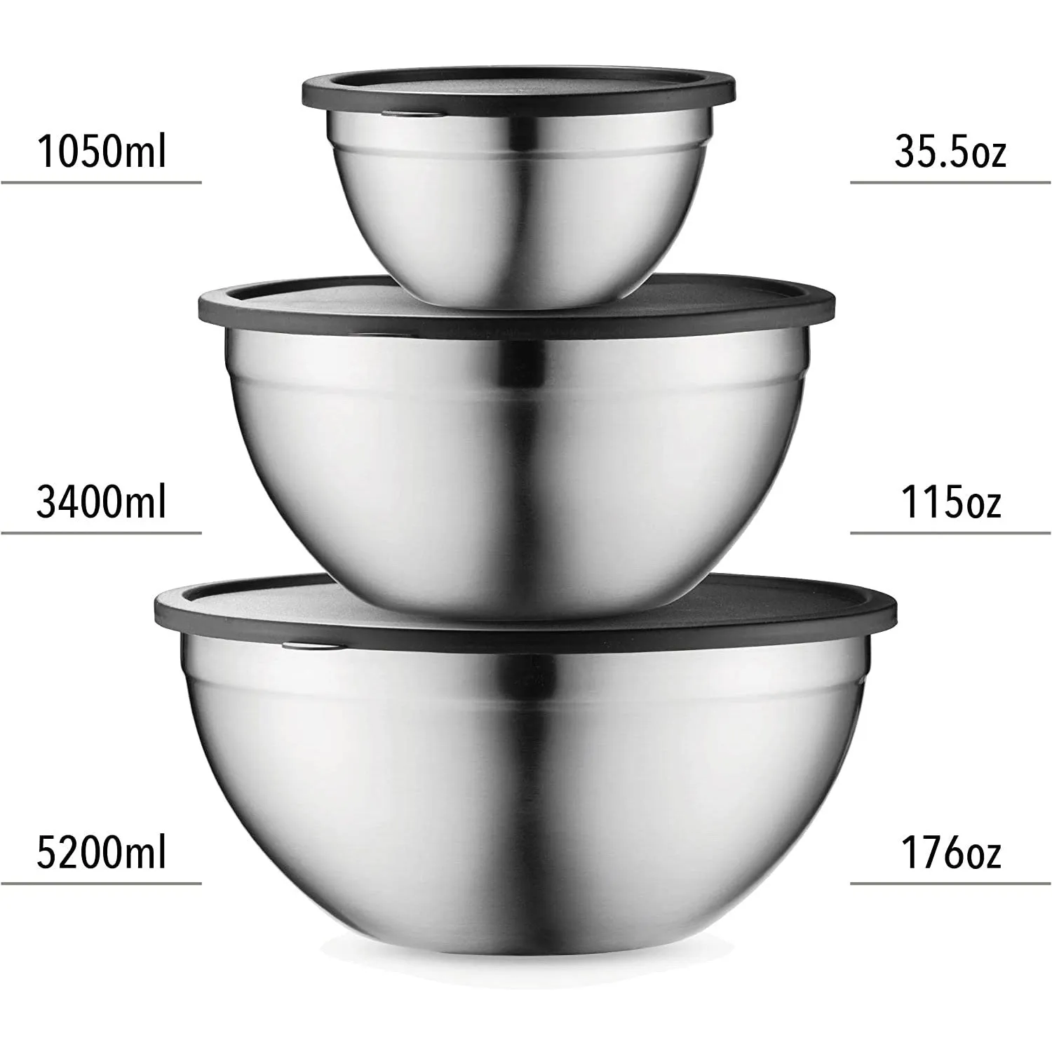 Stainless Steel Bowl w/ Lid Set/3