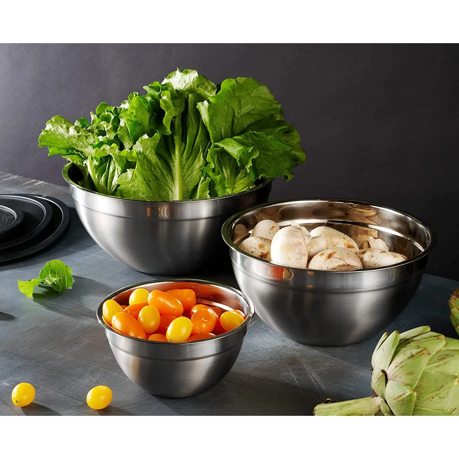 Stainless Steel Bowl w/ Lid Set/3