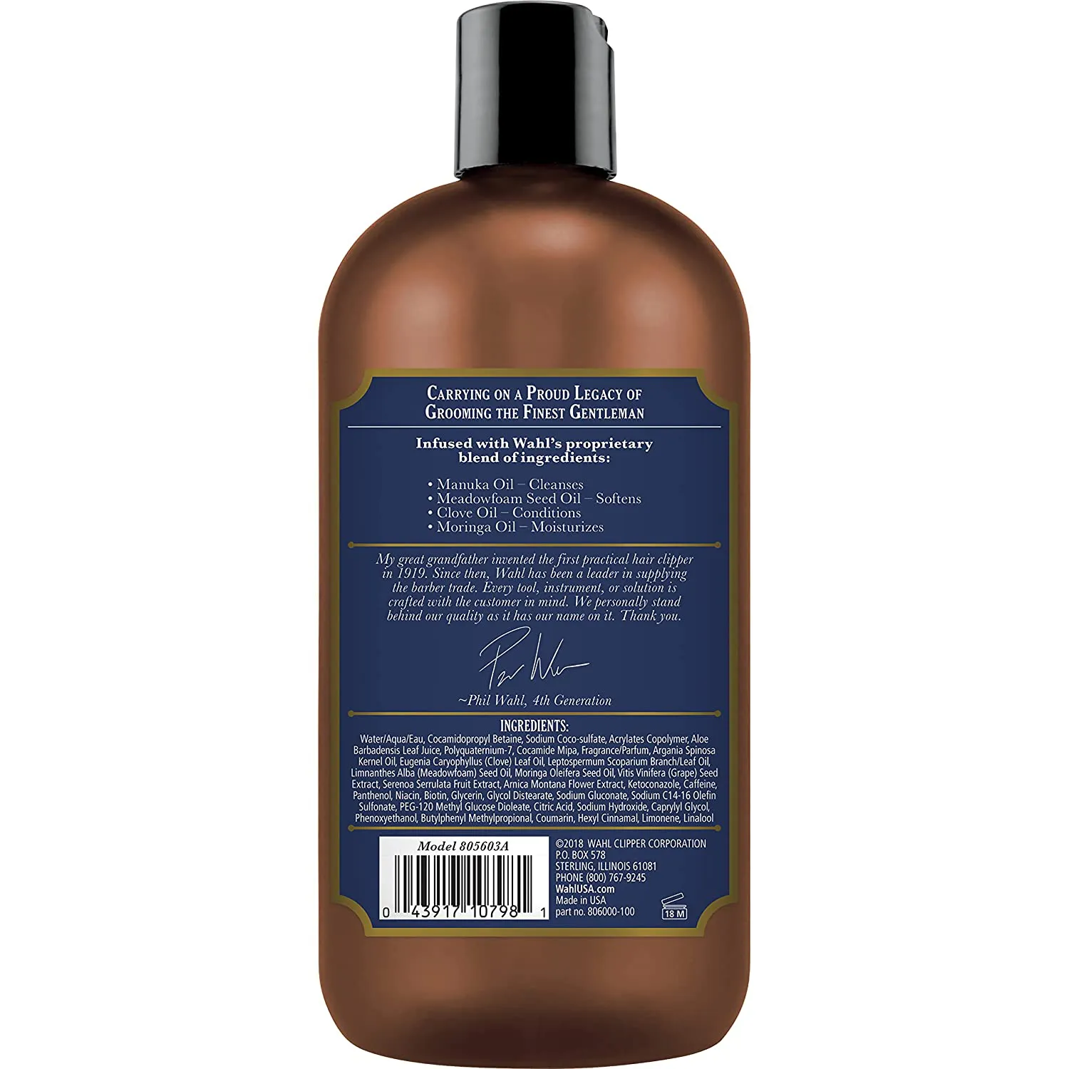 Wahl Shampoo with Essential Oils for Healthy Hair – Moisturizes, Restores, Cleans & Nourishes Hair with Manuka Oil, Meadowfoam Seed Oil, Clove Oil & Moringa Oil – 24 Oz