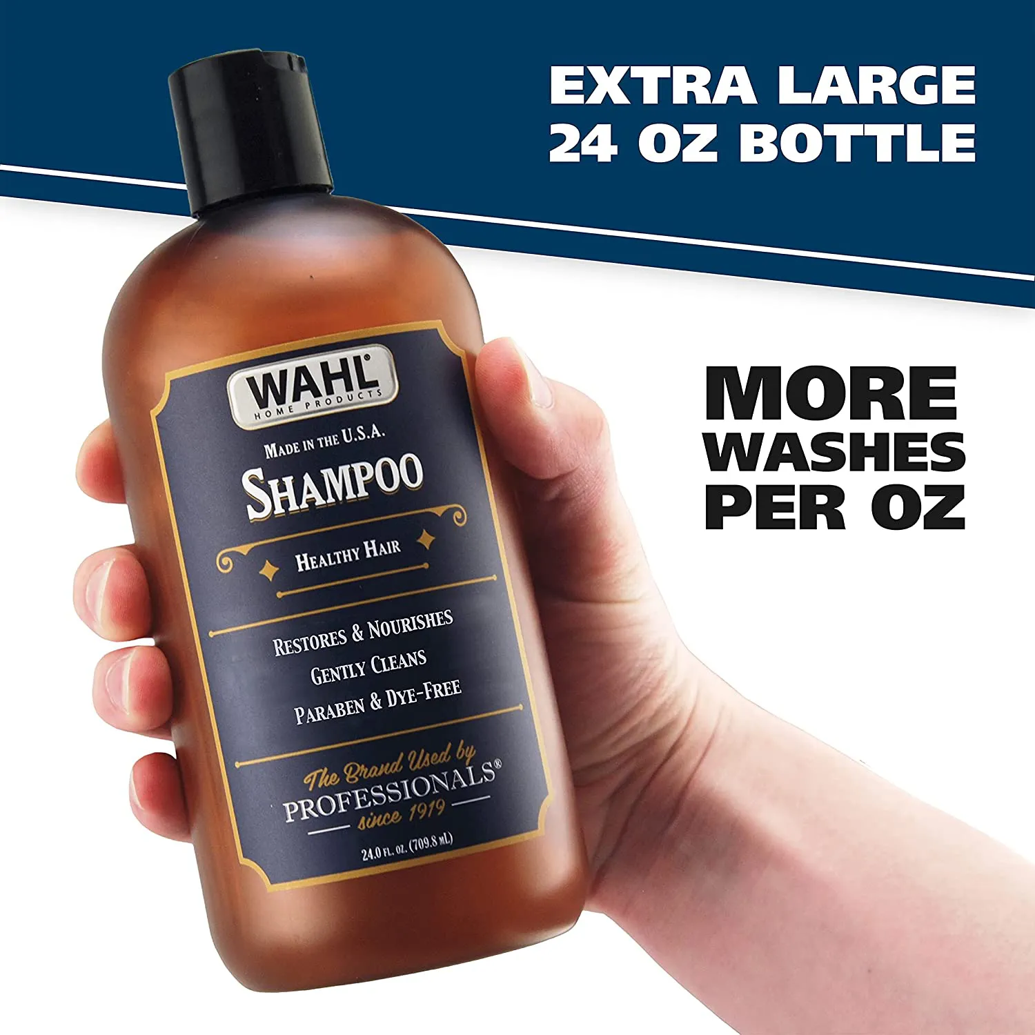 Wahl Shampoo with Essential Oils for Healthy Hair – Moisturizes, Restores, Cleans & Nourishes Hair with Manuka Oil, Meadowfoam Seed Oil, Clove Oil & Moringa Oil – 24 Oz