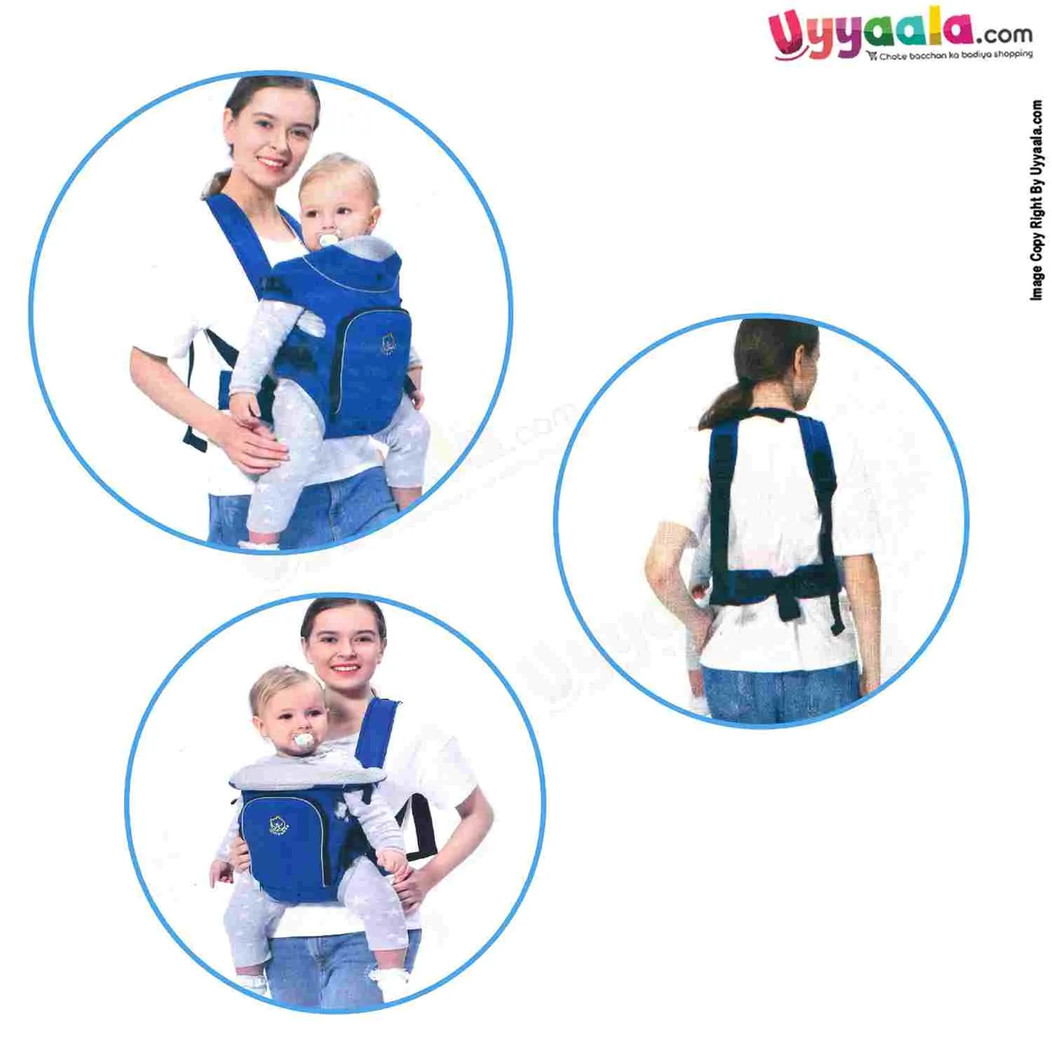 WILL BABY Baby Carrier with 2in 1 Carry Positions, for 3 to 12m Baby, Max Weight Up to 11kgs, Size(35*21cm) - Navy Blue