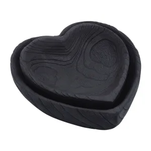 Wood, S/2 9/10" Heart Bowls, Black