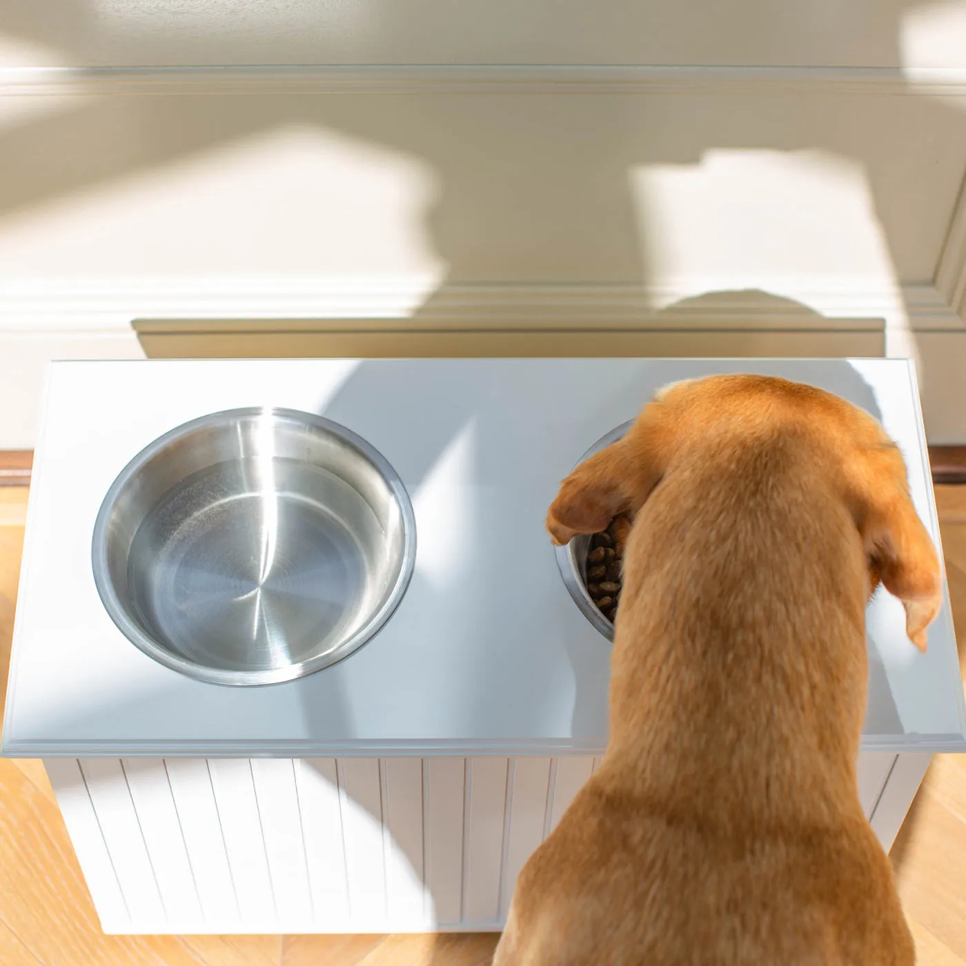 Wooden Pet Feeder in White by Lords & Labradors